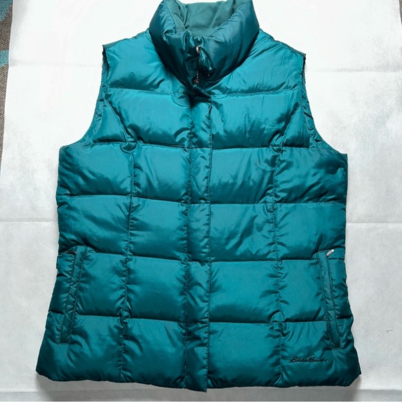 Eddie Bauer goose down green quilted vest size large - Picture 1 of 5